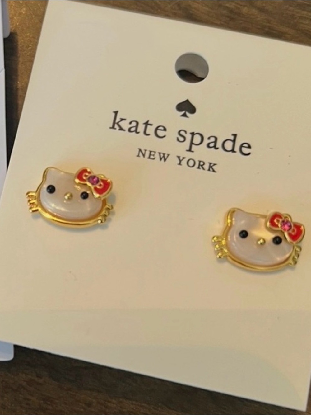 kate spade Gold-tone Hello Kitty Face Stud Earrings